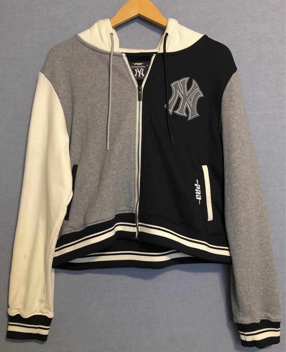 Pro Standard New York Yankees Hoodie Womens XL Blue Gray MLB Baseball Zip Jacket